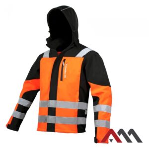 SOFTSHELL CLASSIC Z KAPTUREM WODOODPORNY WIATROSZCZELNY ODBLASKOWY - ORANGE